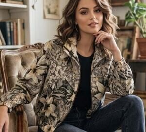 EVR vintage silk grannycore floral bomber jacket